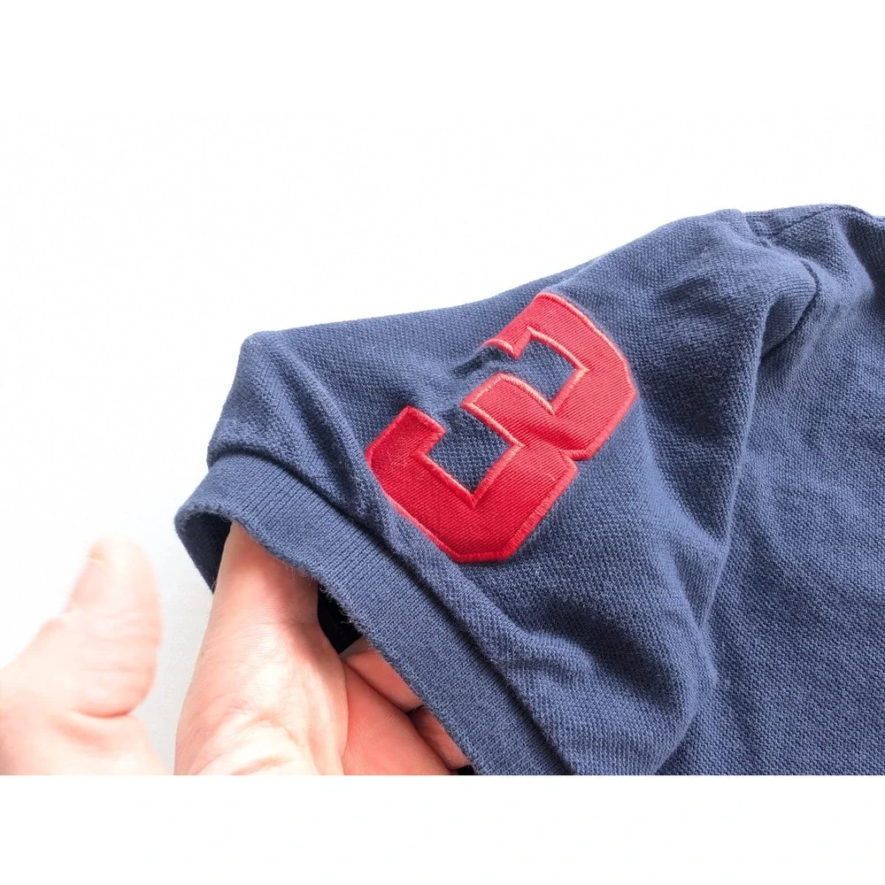 Ralph‎ Lauren Polo Mens XL Custom Fit Triple Pony Navy Blue Short Sleeve